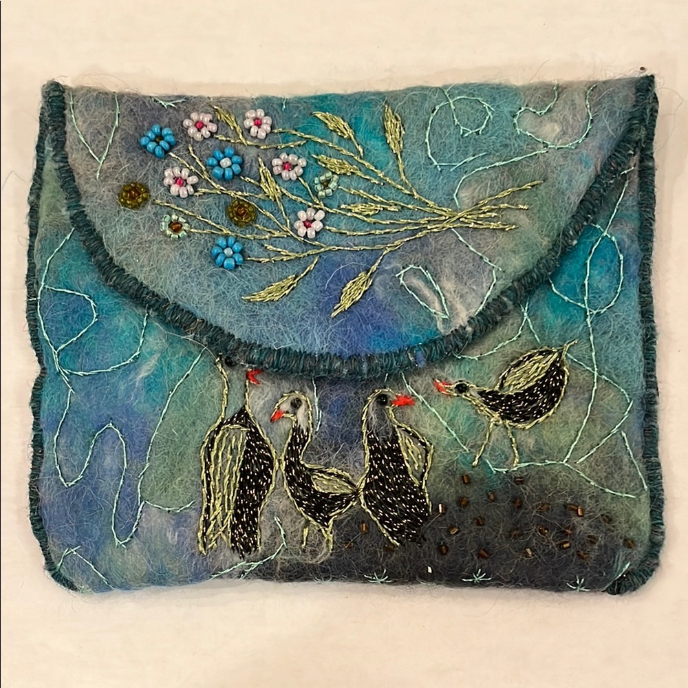 Handcrafted Blue Embroidered Clutch